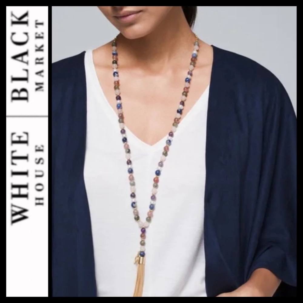 NWT WHBM Semi Precious Stones Lariat Necklace